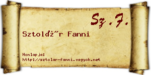 Sztolár Fanni névjegykártya